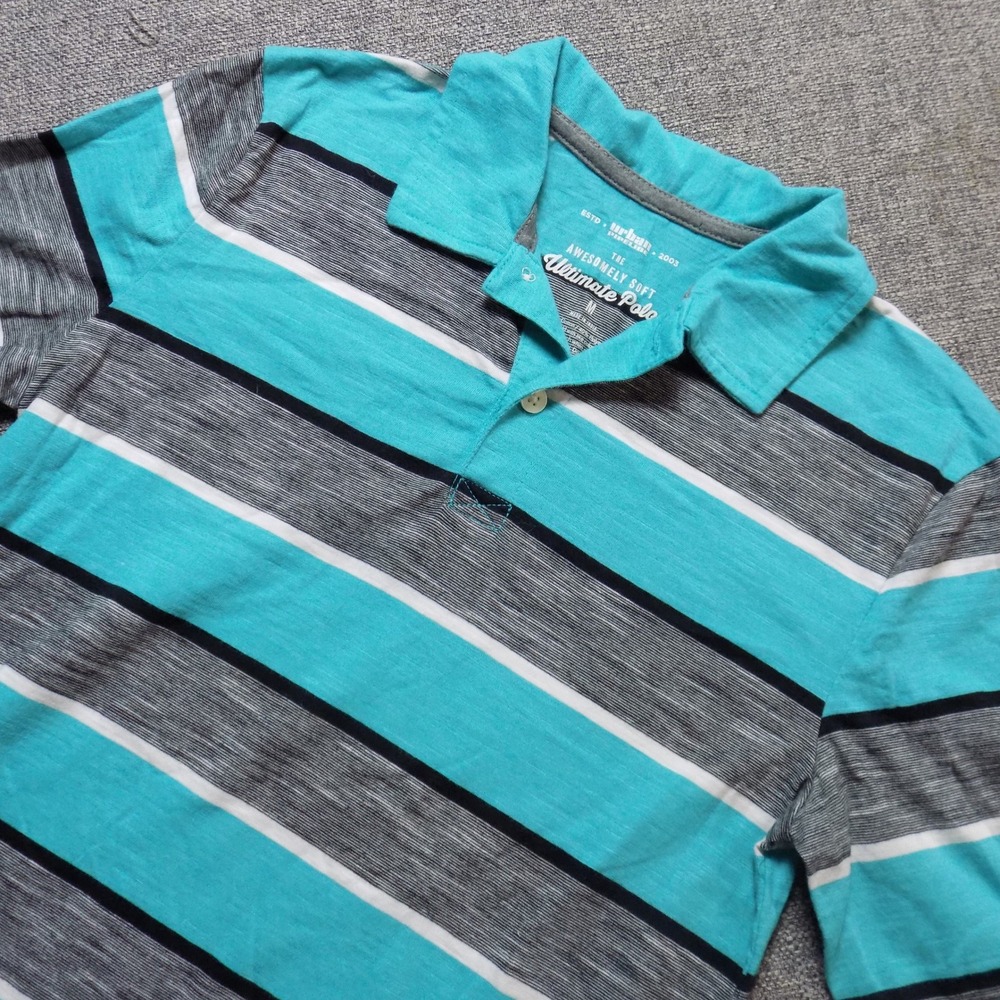 Urban Pipeline‎ Polo Shirt Boys M Teal Good Striped Short Sleeve Ultimate Polo